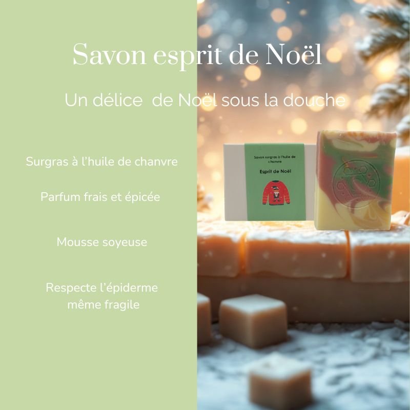 Savon Esprit de Noël – savon artisanal parfum frais et épicé en édition limitée