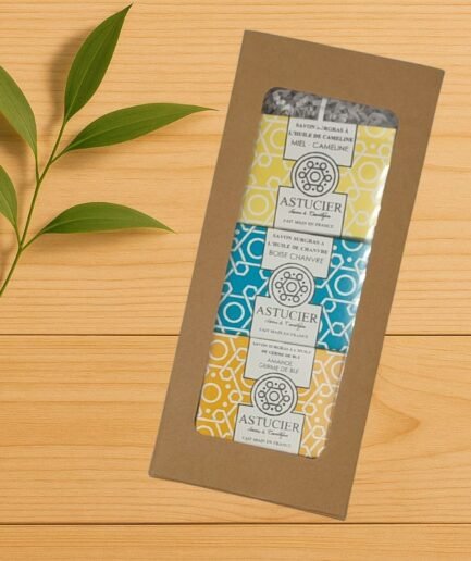 Coffret Trio Famille – Coffret cadeau savons artisanaux et luffa