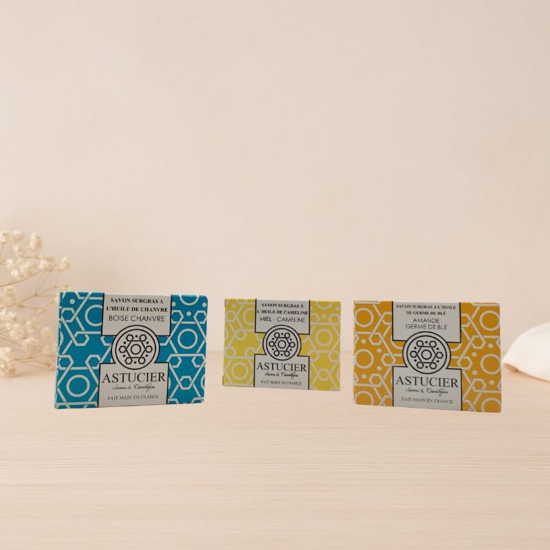 Coffret Trio Famille – Coffret cadeau savons artisanaux et luffa