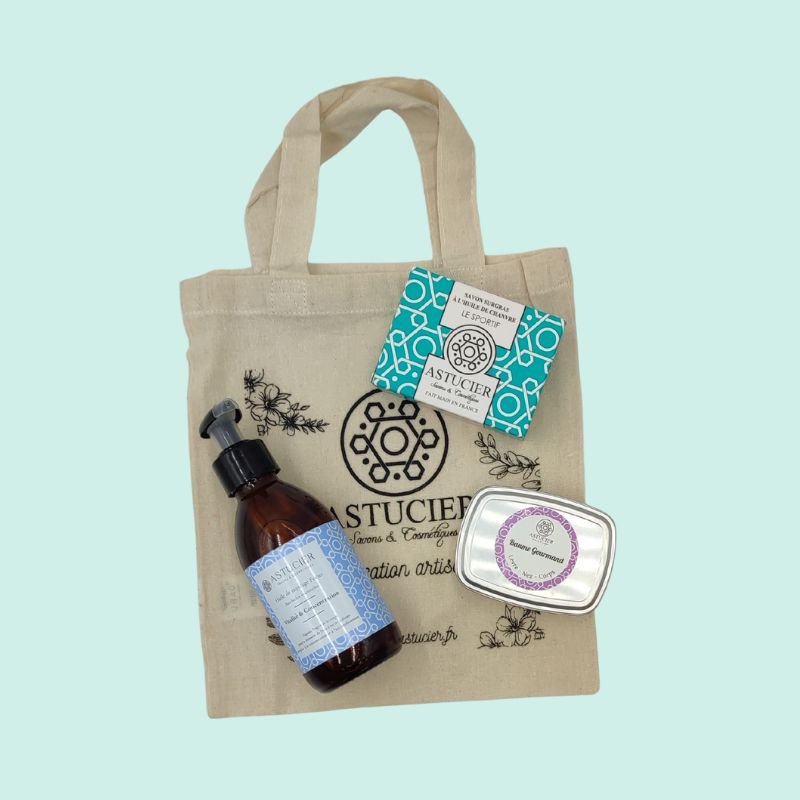 Coffret Sport Récupération – Savon, huile de massage menthe-romarin et baume zones sèches