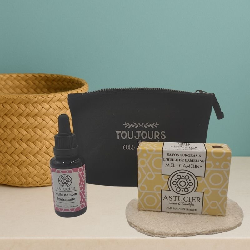 Duo peau confortable visage Astucier savon à froid miel cameline et huile hydratante